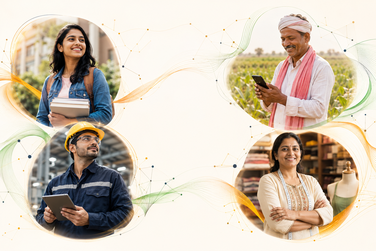 A student, farmer, technician and entrepreneur connected through an inclusive AI network